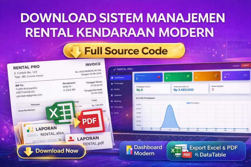 Download Sistem Manajemen Rental Kendaraan Modern Full Source Code